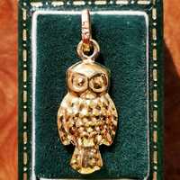 Vintage 9ct Gold Owl Charm, 9k Gold Puffy Owl Pendant, Fully Hallmarked Vintage Charm, Cute Owl Char