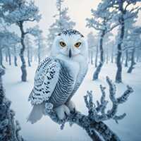 Fun Size Snowy Gray Owl Fabric Panel, Quilt Panel, Quality Quilting Cotton Fabric, Size 11.75”