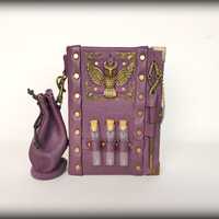 Handmade Purple Leather Journal: Owl, Pouch & Mini Bottles