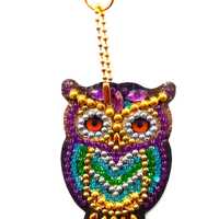 Finished Diamond Art - Owl Keychain/Zipper Pull - Double-sided Design