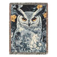 William Morris Owl Blanket, Vintage Woven Throw Blanket, Cozy Blanket, Night Owl Blanket for Couch, 