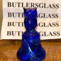Boyd glass owl bell cobalt and white slag