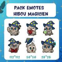 Pack Emotes Hibou Magicien - Twitch-Discord-Youtube