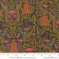 PRE-ORDER, Moda Night Owl Midnight 48423-24, Gingiber, 100% Cotton Fabric, Mushrooms, September 2025