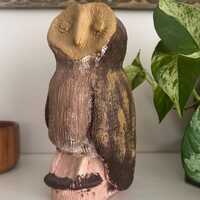 vintage primitive folk art ceramic owl