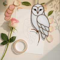 BG 52 owl Stained Glass Pattern – PNG & JPG -pdf   Digital Download – Cute Spring Su