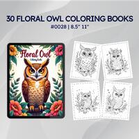 30 Floral Owl Coloring Pages For Kids | Digital Printable Coloring Book | PNG Download