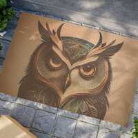 Artistic Wise Owl Doormat Rustic Welcome Mat Nature-Inspired Entrance Decor, Farmhouse Style, Unique