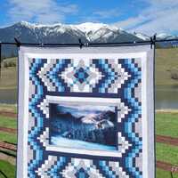 Moonlight Flight - Dramatic Owl Panel with Bargello Frame - Queen sized, handmade quilt - 87" b