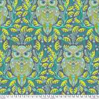 Owl Fabric, Hootie Patootie  in Starlight, Full Moon Forest ll by Tula Pink, Large Scale Print, By t