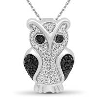 Diamond Owl Necklace, 14k Gold Necklace, Black Eyed Owl Necklace, Solid Gold Owl Necklace, Tiny Owl 