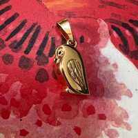 Très beau pendentif hibou en plaqué or