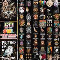 60 Files Owl PNG Bundle, Night Owl Png, Woodland Animal Clipart Png, Cute Owl Shirt Designs Png, Com