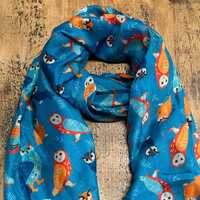 Premium Owl Print Scarf - Teal