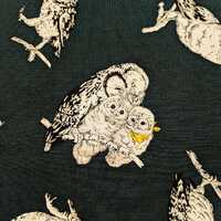 Owls in Bandanas Cosmo Japanese cotton oxford fabric AP41401-2 E dark green