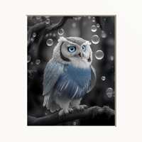 Blue Gray Art, Owl Art, Bathroom Art, Blue Bathroom Bedroom Home Decor Matted Wall Print