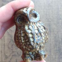 Vintage Owl Figurine, Studio Pottery, Handmade, Rustic, Folk Art, Brown, Bird Sculpture