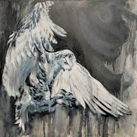 Owl oil painting on canvas White snowy owl art Abstract art original