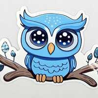 Kawaii Blue Owl Sticker &ndash; Cute Owl Sticker &ndash; Laptop, Planner & Tumbler Decal