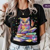 Book Lover Shirt, Gift for Reader, Vintage Owl Bird Shirt, Book Lover Gift, Librarian Comfort Colors