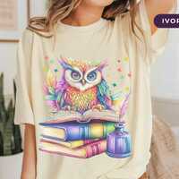 Book Lover Shirt, Gift for Reader, Vintage Owl Bird Shirt, Book Lover Gift, Librarian Comfort Colors