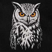 White Owl Embroidery Design, Digital File for Machine Embroidery on Black Textile, Realistic Woodlan