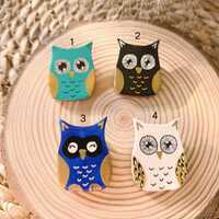 broches en argile autodurcissante peintes à la main, hibou, chouette