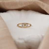 Round Cut Natural Diamond Owl Shape Ring / 14K Solid Gold Real Diamond Ring / Earth Mined Diamond  W