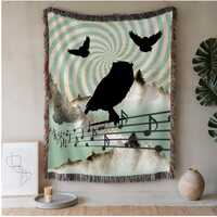 Owls Art Woven Blanket: Mountain Music Design