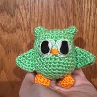 Duo the Duolingo Owl Amigurumi - Green and Orange - Handmade Crocheted