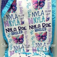 Personalized Butterfly-Owl-Floral Mushroom-Baby Name Blanket-Satin Edge-30x42"-Baby Shower Gift