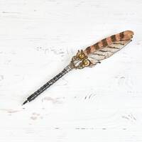 Owl feather pen, Owl lover women gift, Custom handcrafted pen, Birthday girl gift, Calligraphy fount