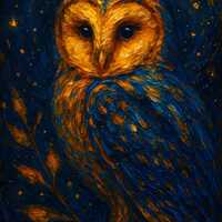 Silent Watcher – Golden Owl Under a Starry Sky | 1,000 / 500 / 252 Piece Jigsaw Puzzle