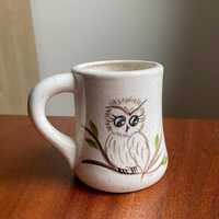 Vintage 1970s Style Hand-painted Ceramic Owl Mug