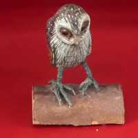 Vintage Owl on a Log Carved Wood Hand Painted Folk Art Signed CB Chuck Binder West Virginia Lover An