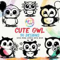 cute owl art template svg png jpeg dxf bundle silhouette clipart cricut vector commercial use custom