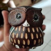 Wooden Owl Decor Set 3pcs Handcrafted Owl Figurines Rustic Home Decoration