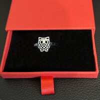 Bague ouverte petit hibou porte-bonheur, ajustable, en acier inoxydable,  argent ou or au choix