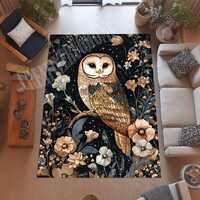 Owl Rug, Cute Owl Rug, Flower Owl Rug, Owl Pattern Rug, Owl Area Rug, Animal Decor Rug,Bird Decor Ru