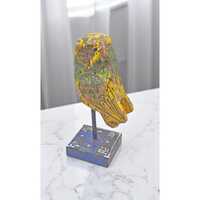 Vintage Wooden Owl Figurine on Stand Original Old Hand Carved Painted