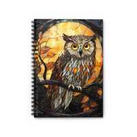 Stained Glass  Owl Spiral Notebook