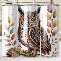 Autumn Owl Tumbler Wrap, Fall PNG, Digital Download, Pumpkin Tumbler Design, Seasonal Wrap, Great Ho