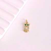 2pcs 18K Gold Filled Zircon Owl Pendant,Mini Cute Owl Charm Bracelet Necklace for DIY Jewelry Making