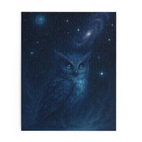 Mystical Owl Puzzle (120, 252, 500-Piece), Enchanting Night Sky Decor, Gift for Owl Lovers, Family G