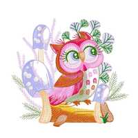 Cute Owl Embroidery Design – Forest Bird Machine Embroidery File – Woodland Animal Stitc