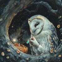 Watercolor Owl Experiment Art Prints: Scientific Night Owl Designs (Digital Download)