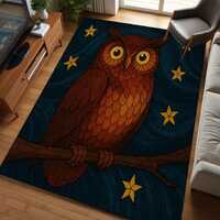 Owl Rug, Night Owl Rug,Patterned Rug ,Luxury Rug,Colorful Design Rug, Artwork Rug, Saloon Rug, Non S