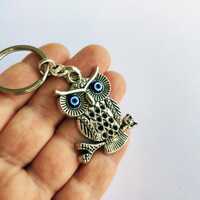 Owl Turkish Evil Eye Keychain – Wisdom Protection Amulet, Nazar Boncugu Bag Charm, Gift for Go
