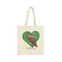 Owl Love You Cotton Canvas Tote Bag, Eco-Friendly Shopping Bag, Cute Animal Tote, Gift for Owl Lover