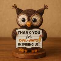 Crochet Owl Teacher Gift, Handmade Amigurumi Owl, Personalized Thank You Gift for Educator, Cute Owl